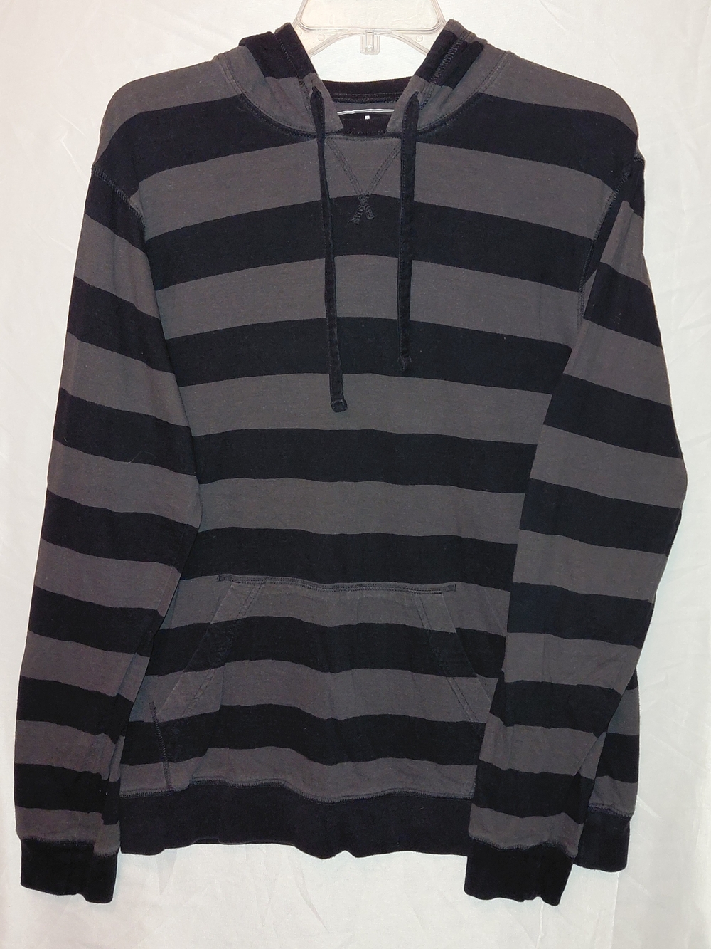 urban pipeline Black and Gray Striped Pullover Hoodie #2622